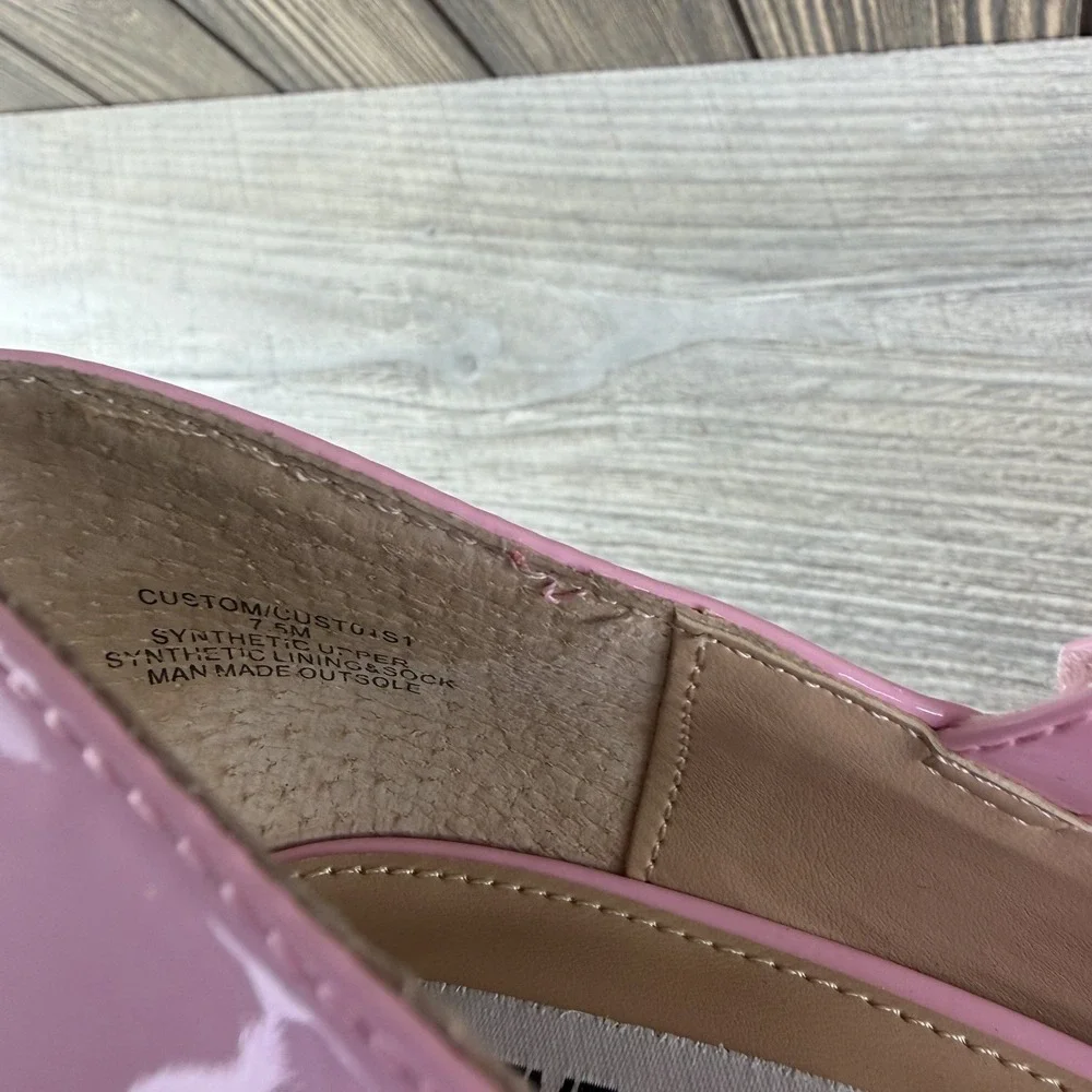 Steve Madden Womens 7.5 Pink Patent Mary Jane Platform Block Heel Pumps